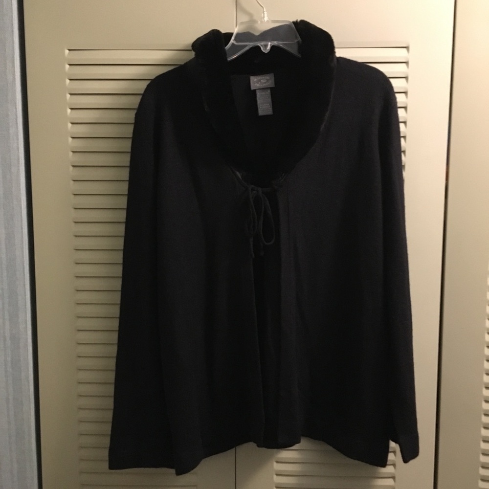 D. O.  Dressy Cardigan w/faux Fur Collar